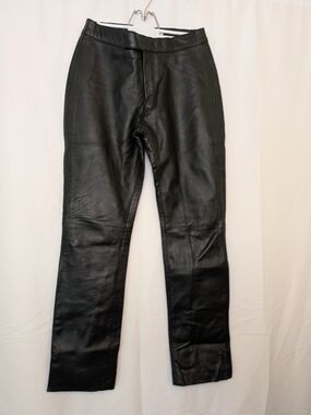 Vintage Black Leather Pants - Classic Straight Fit